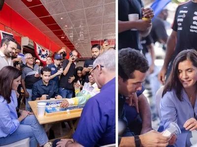 Embajadora de EE. UU. comparte con políticos dominicanos en colmado de Baní